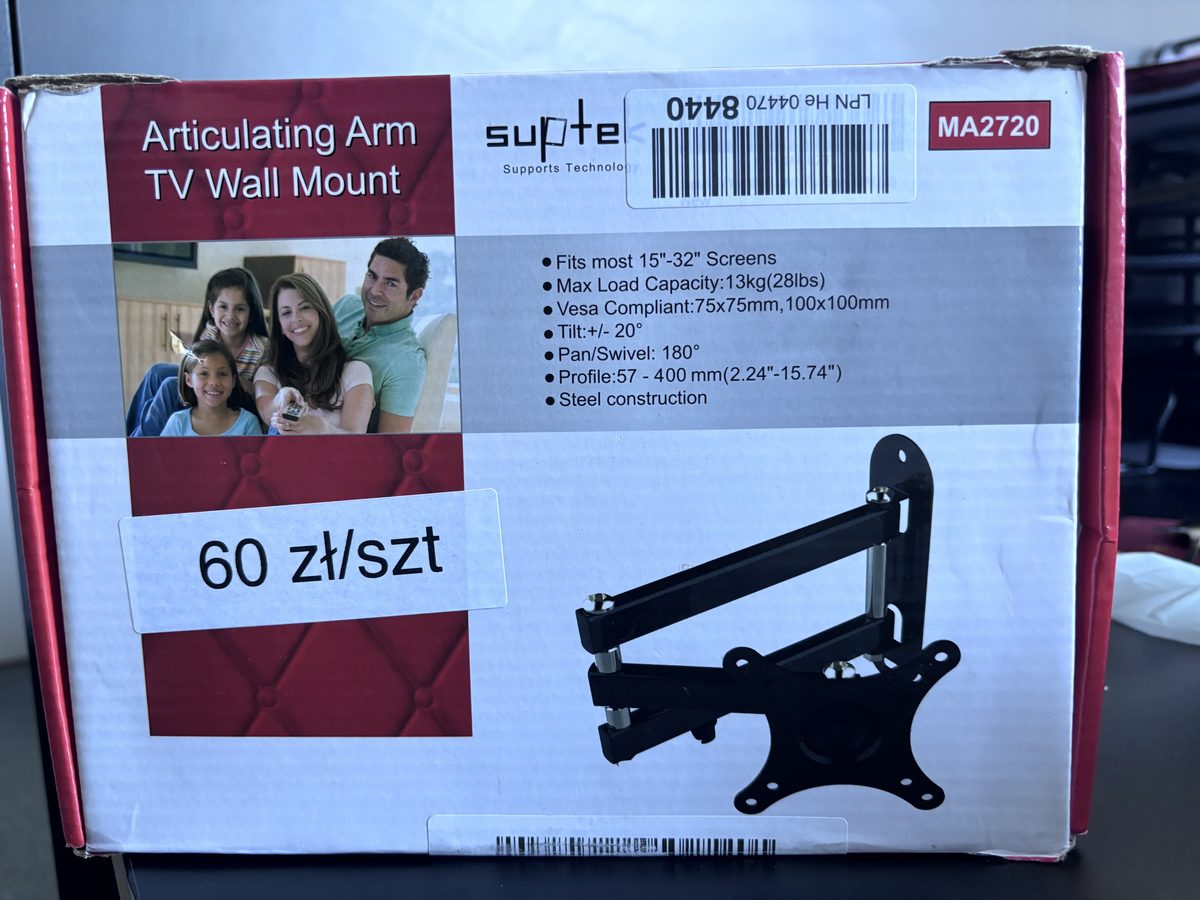 Uchwyt ścienny Suptek MA2720 do telewizora i monitora 15–32″, VESA 100 × 100