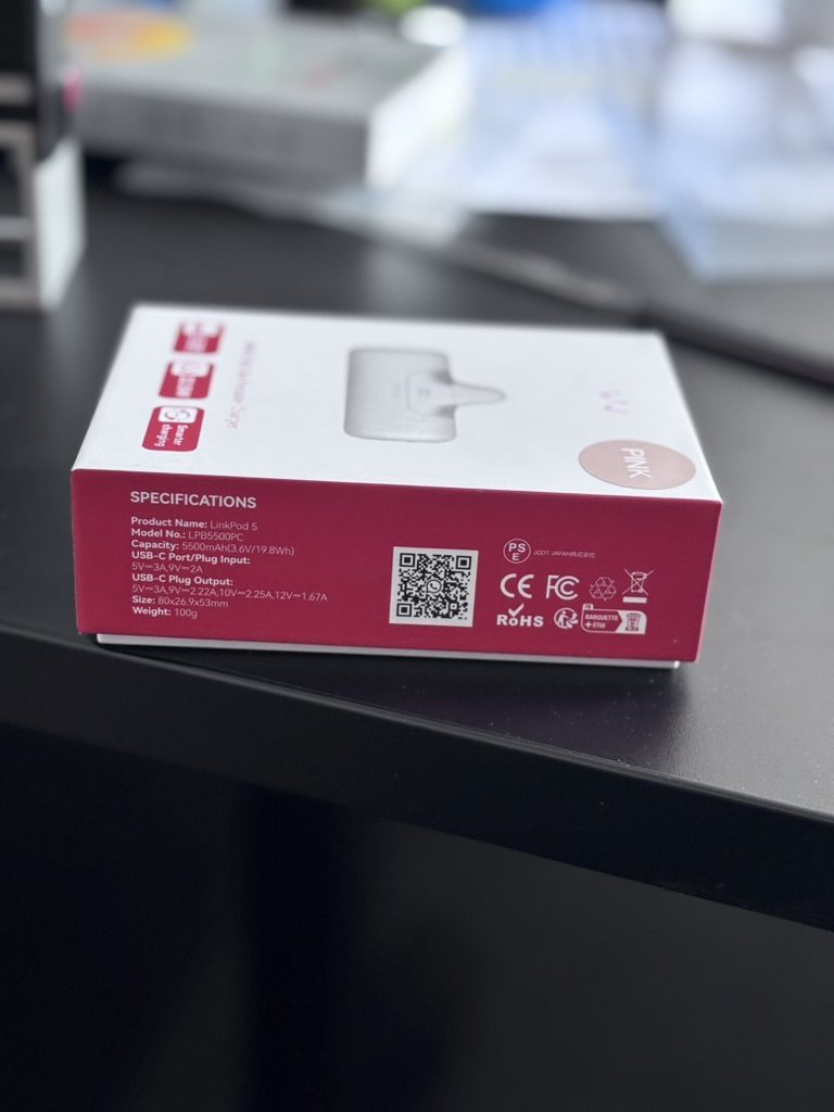 iWALK LinkPod 5 – Powerbank USB-C 5500 mAh 22.5W Fast Charge | Różowy