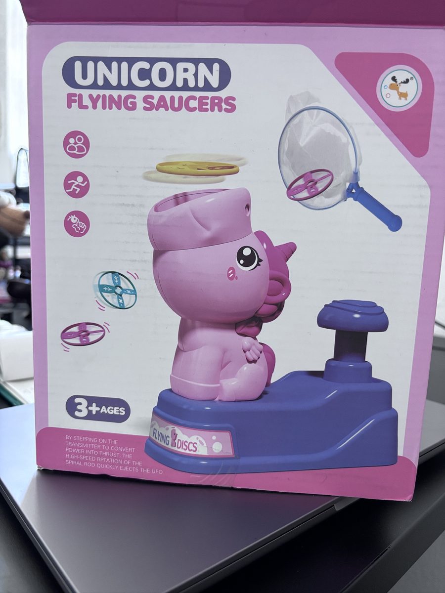 Unicorn Flying Saucers – wyrzutnia latających dysków z siatką, zabawka 3+