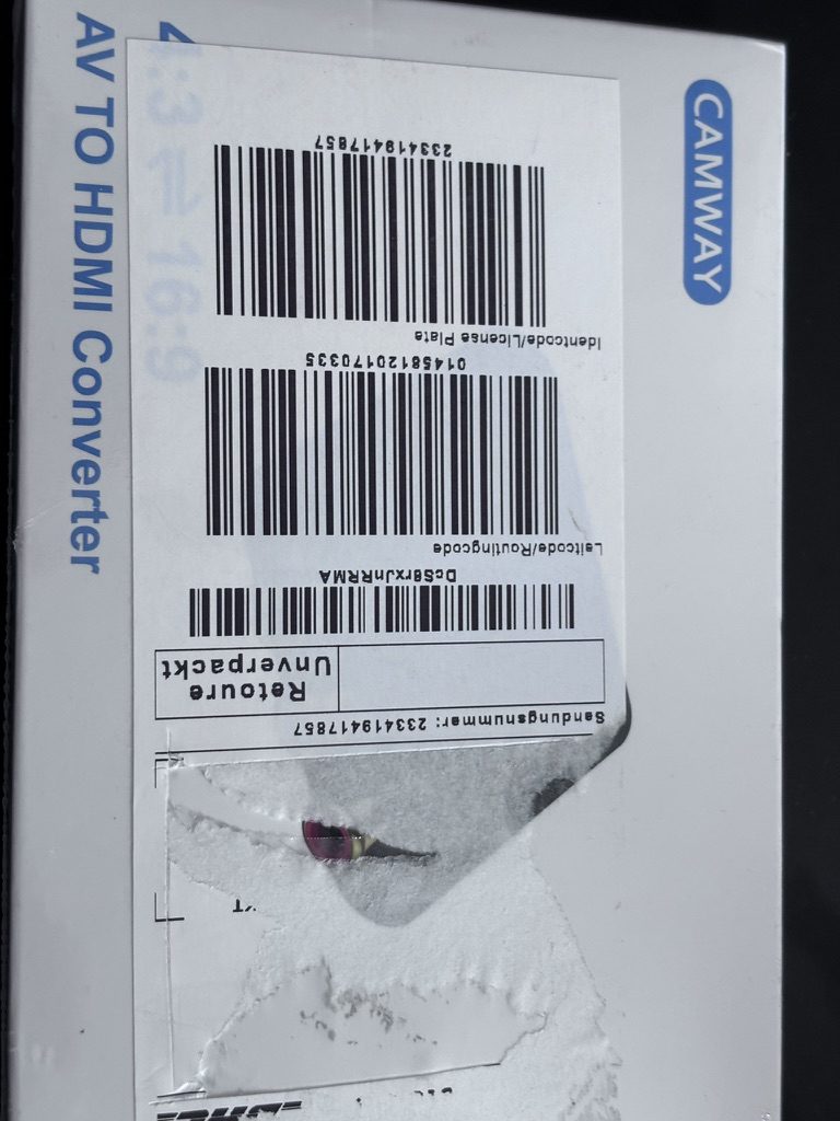 CAMWAY Konwerter AV (RCA/Cinch) → HDMI 1080P