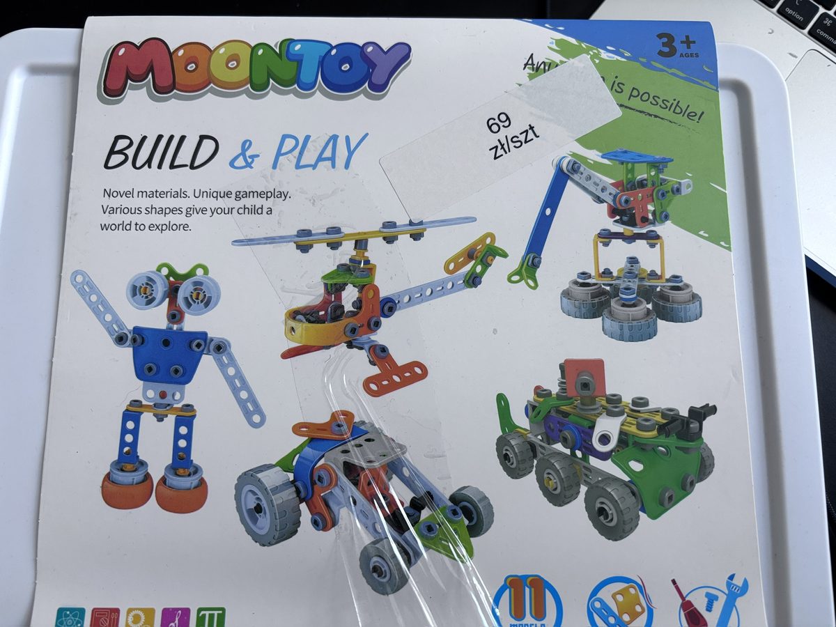 MoonToy Build & Play – zestaw konstrukcyjny 111 elementów, pojazdy DIY, 3+