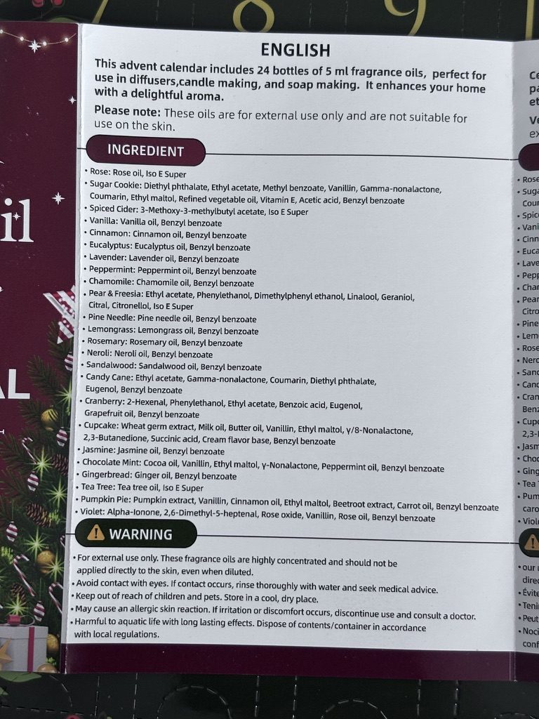 Kalendarz Adwentowy – 24 olejki zapachowe do dyfuzorów, świec i mydeł DIY